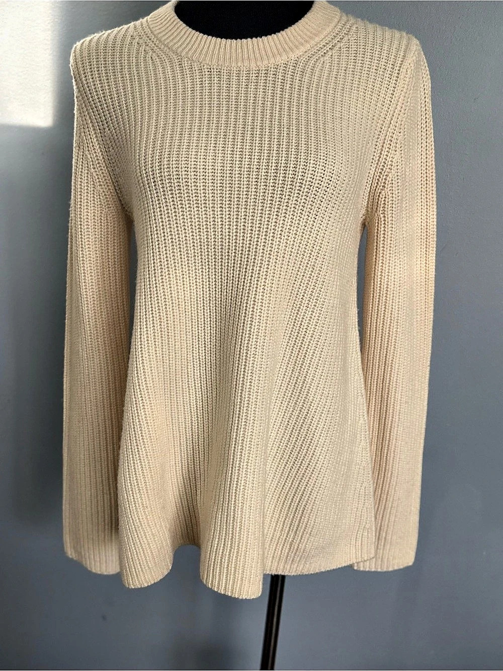 Theory Women's Rib Knit Crewneck Sweater Cream Large Like New